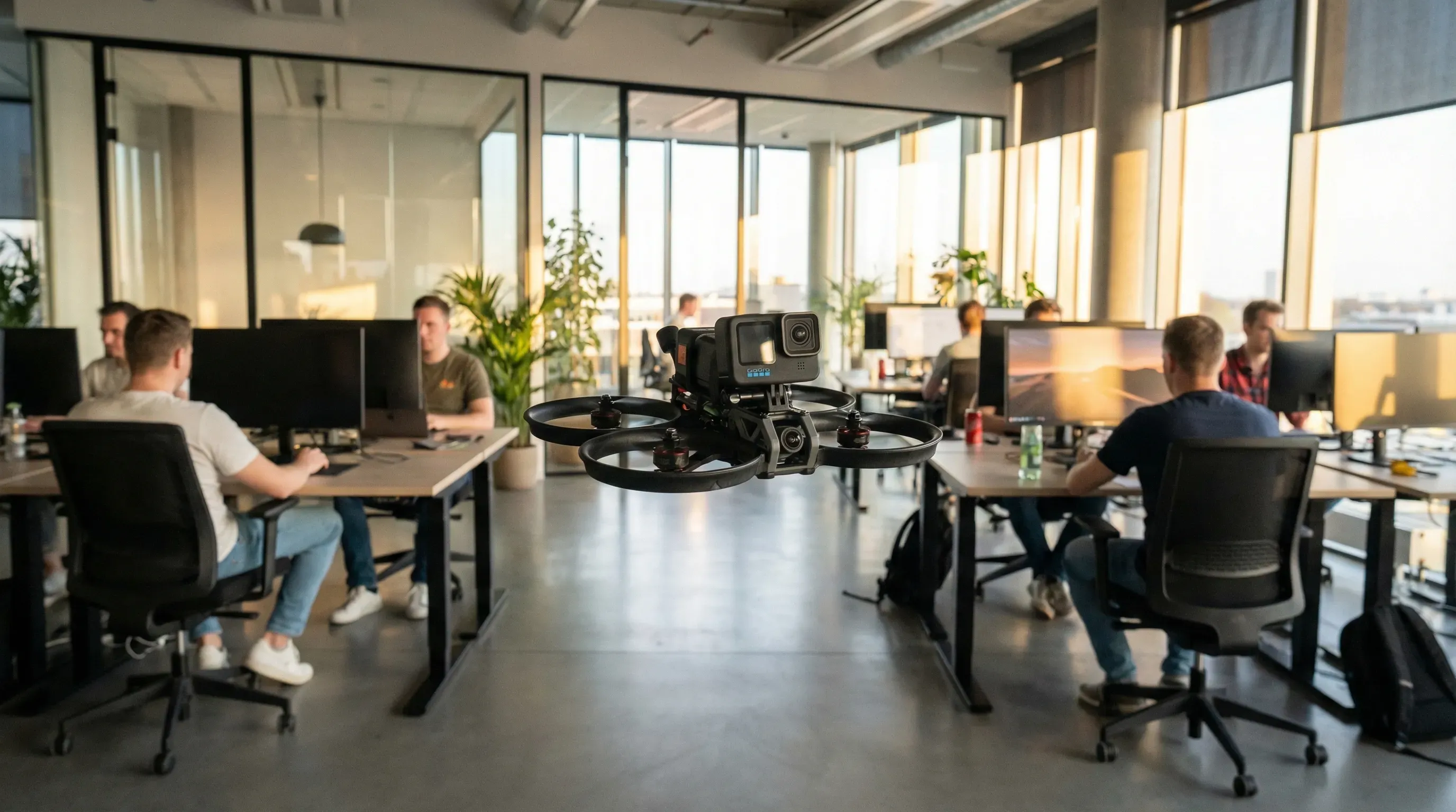 FPV-Drohne im Büro
