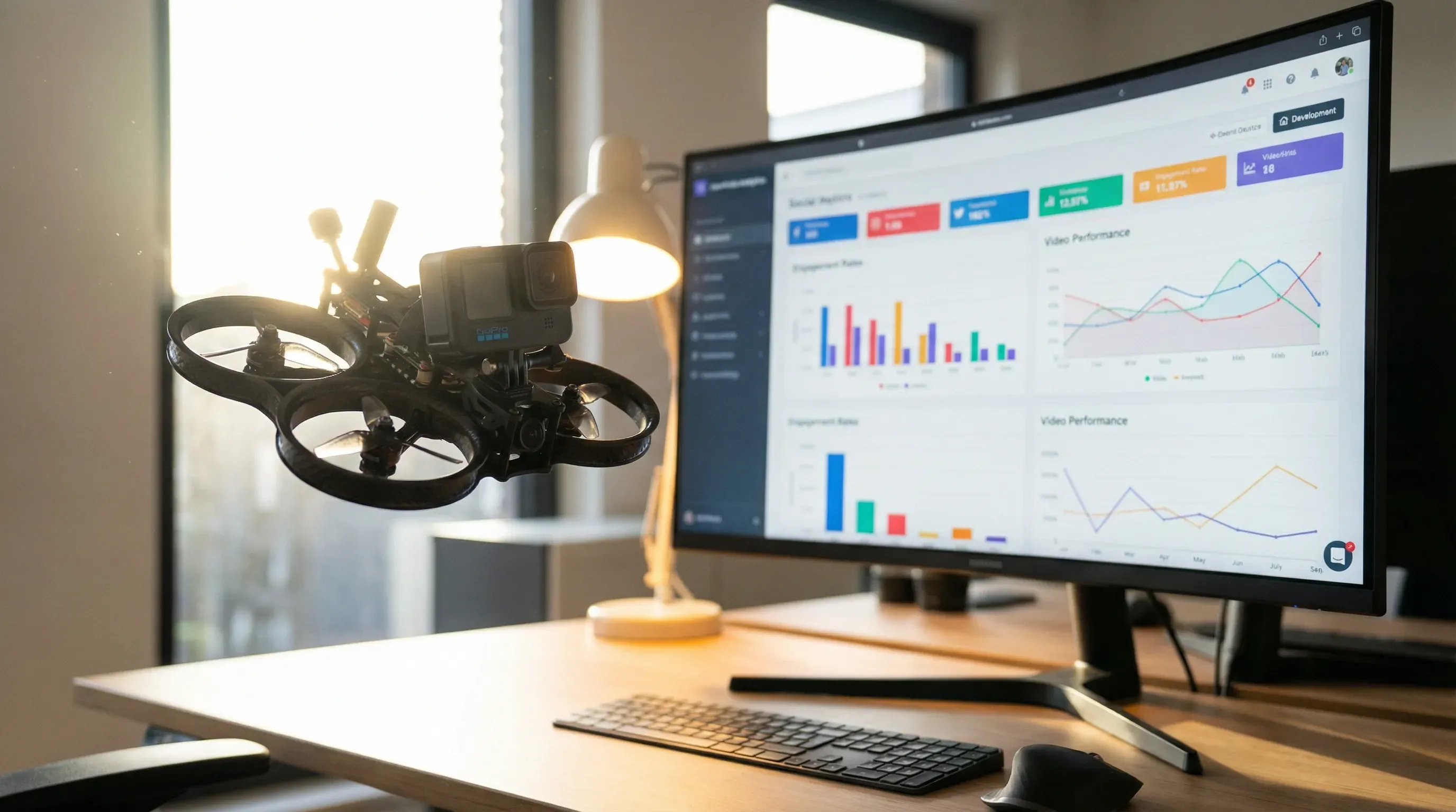 Social Media Dashboard mit FPV-Video Performance